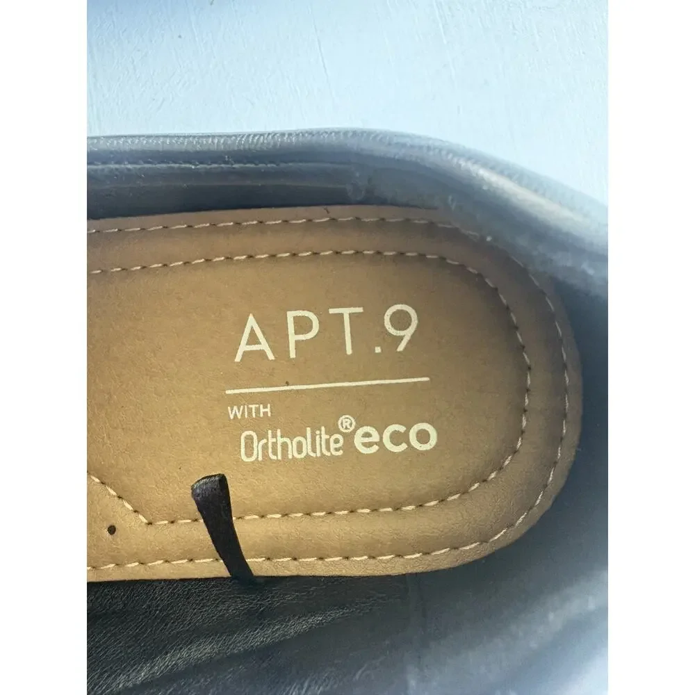 Apt 9 Slip On Dress Shoes Men 8 Black Glossy Faux Leather Sleek Formal